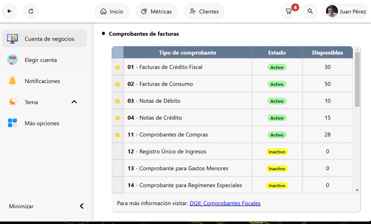 Facturación con comprobante