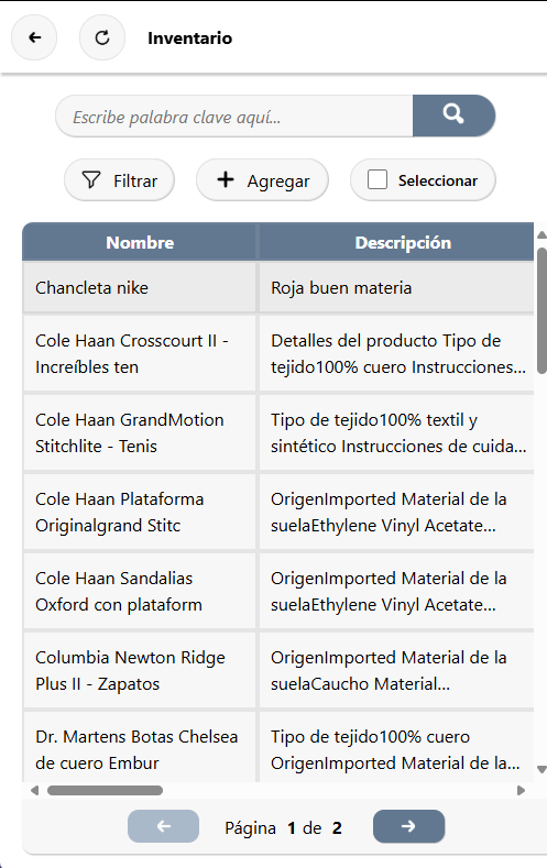 Vista previa Inventario